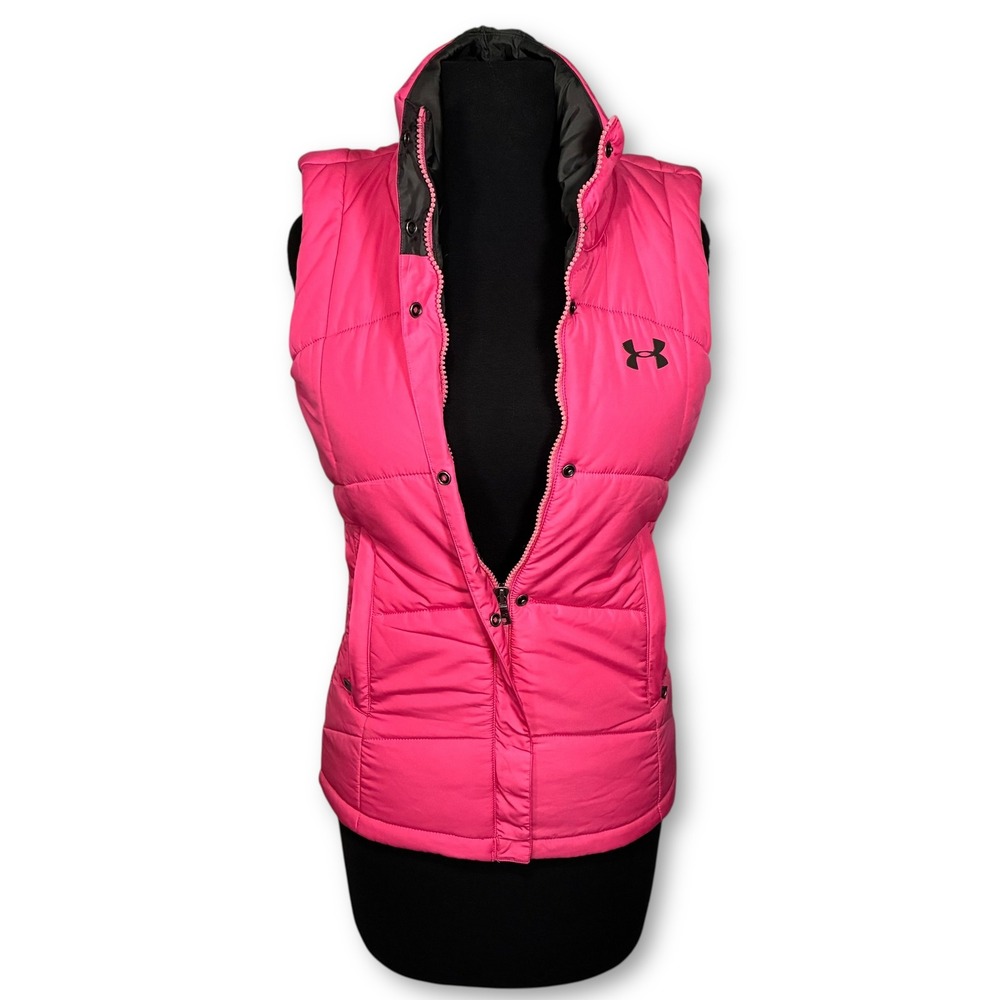Under Armour Puffer Vest Pink Zip Up Sleeveless Women's XS